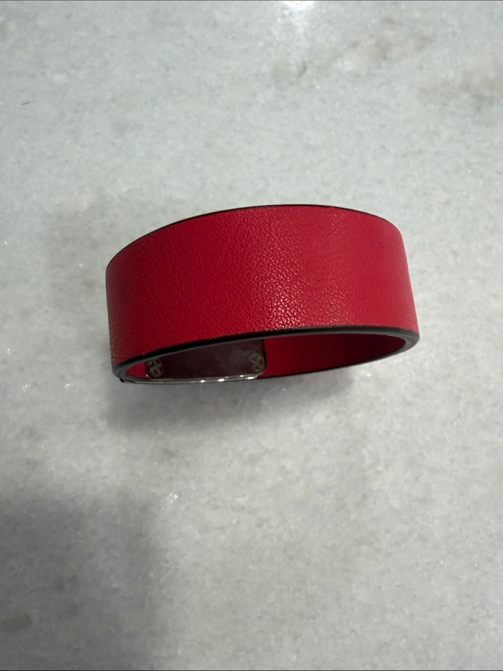 COACH Red Leather Bracelet with Silver Turnlock - Picture 2 of 6
